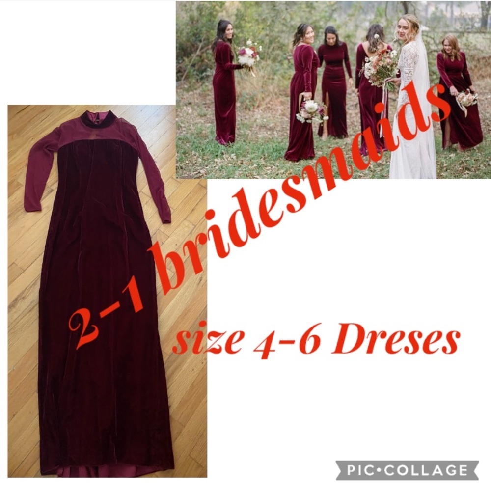 2-1  Deal Bridesmaid Dresses cranberry/red velvet sweetheart neckline